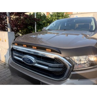 Owiewka maski z LED Ford Ranger 2015-2022 — ABS, czarna