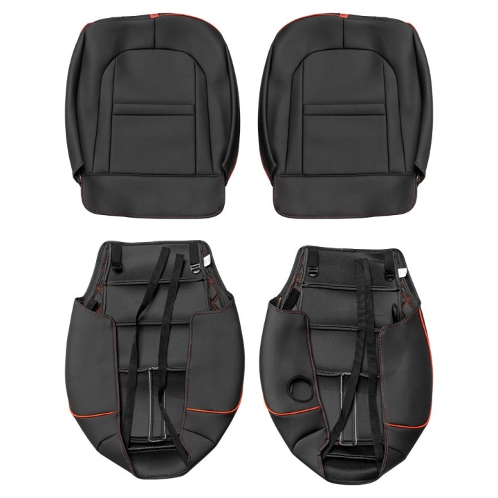 Pokrowce foteli Jeep Wrangler JLU 4D 2018+ — czarne z czerwonymi wstawkami - ujęcie 2