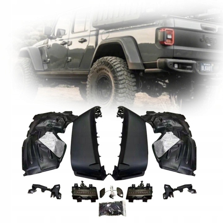Poszerzenia błotników wysokie z oświetleniem LED — Jeep Gladiator 2020+, komplet