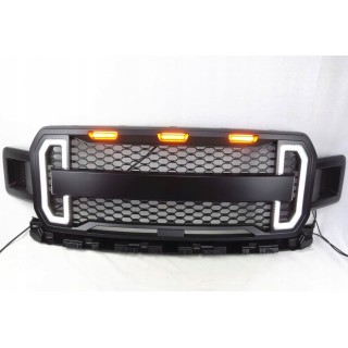 Atrapa grilla z LED Ford F150 2018-2019 — czarna, z DRL - ujęcie 2