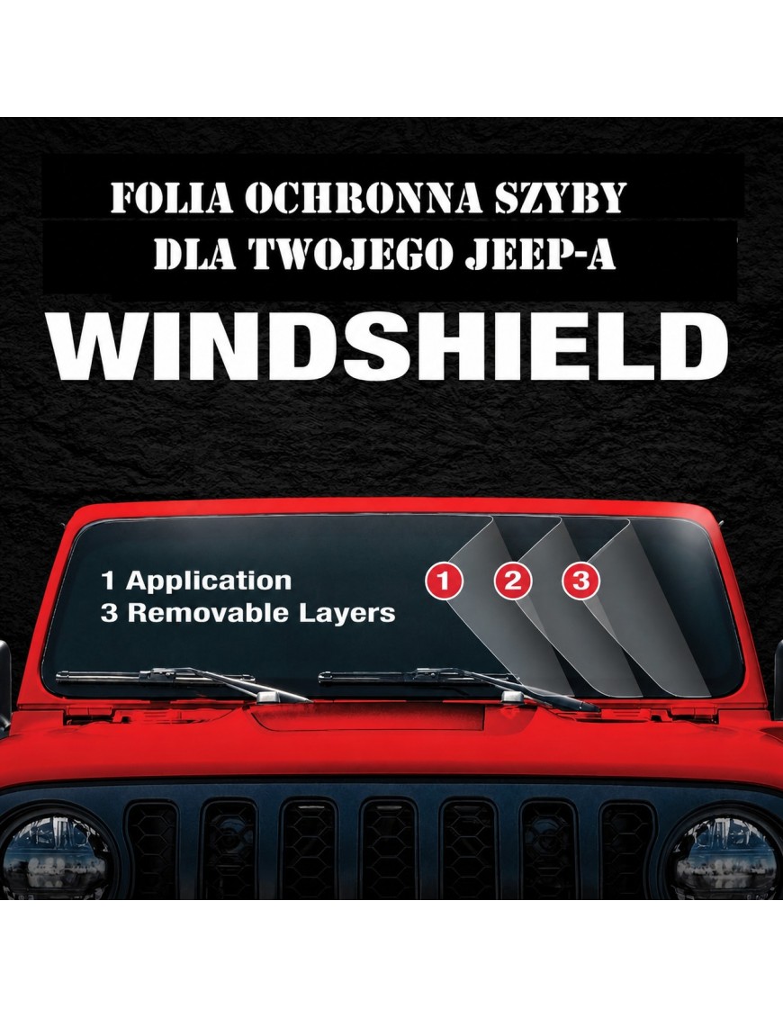 Folia ochronna szyby czołowej Windshield Defense – Jeep Wrangler JL 2018-2025