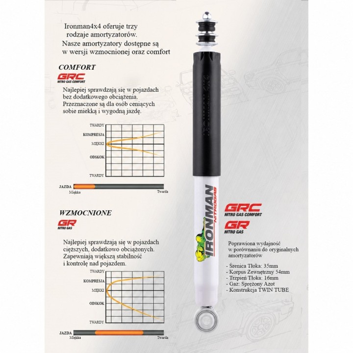 Amortyzator tylny Ironman 4x4 Nitro Gas Comfort, lift 2" — Ford Maverick, Holden Jackaroo Przed (12636GRC) - ujęcie 3