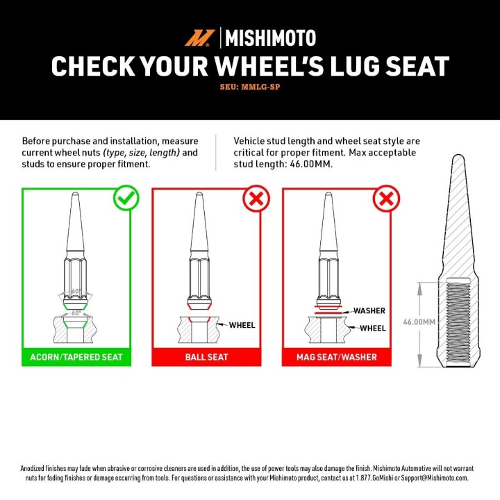 Nakrętki kół Spiked M14x1,5 czarne 24 szt. Mishimoto - ujęcie 5