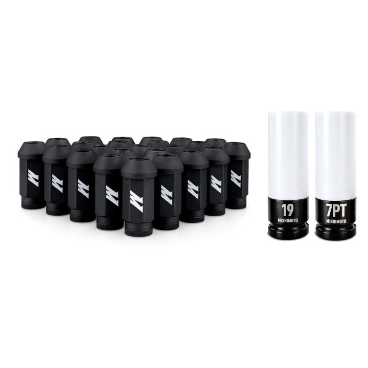 Nakrętki kół zabezpieczające M14x1,5 czarne 24 szt. Mishimoto