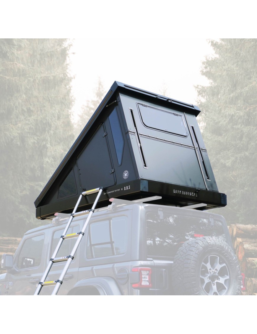 Namiot dachowy Dark Barracks Grand 2.0 Pro w twardej obudowie – drabina 3,2 m