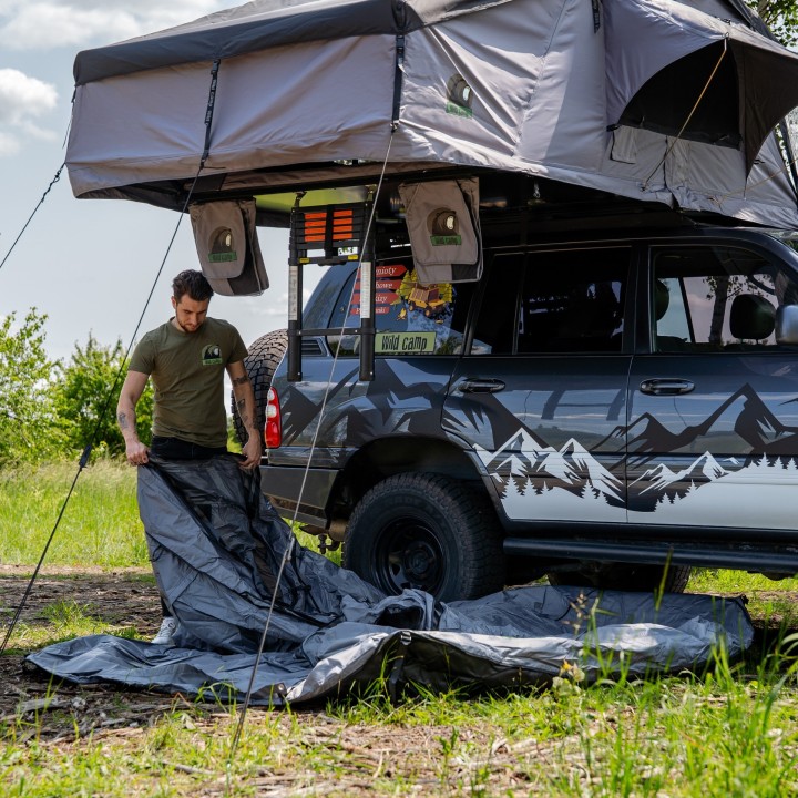 Przedsionek namiotu dachowego Wild Camp Hudson 160 szary - ujęcie 11