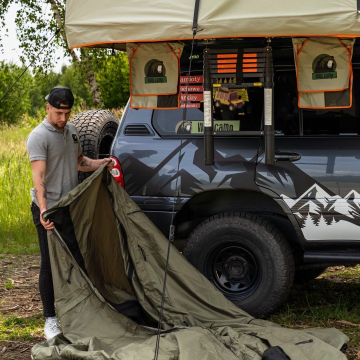 Przedsionek namiotu dachowego Wild Camp Hudson 140 zielony - ujęcie 9