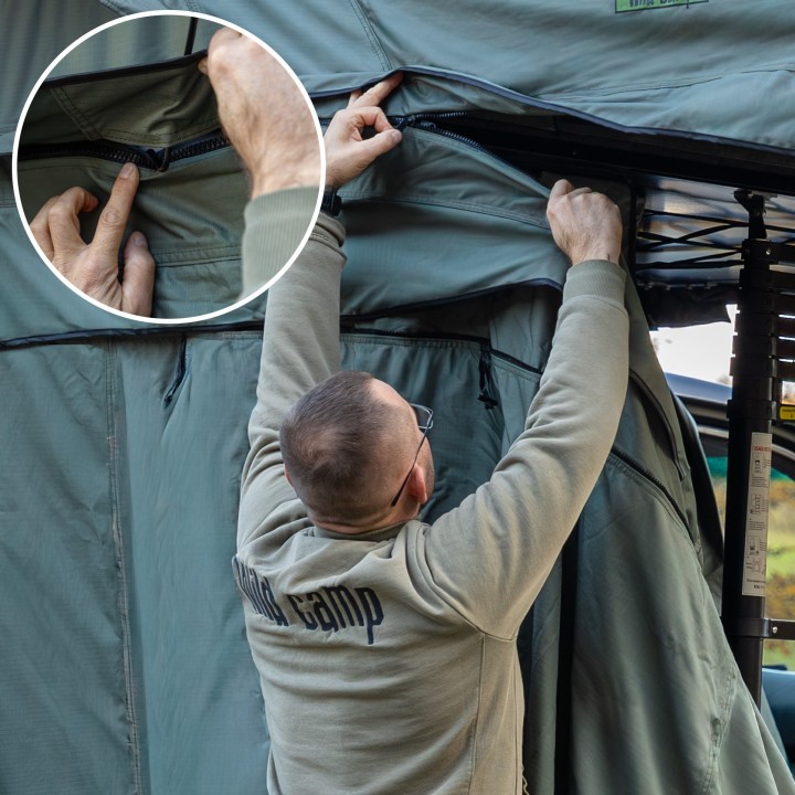 Przedsionek namiotu dachowego Wild Camp Missisipi II 180 zielony - ujęcie 11