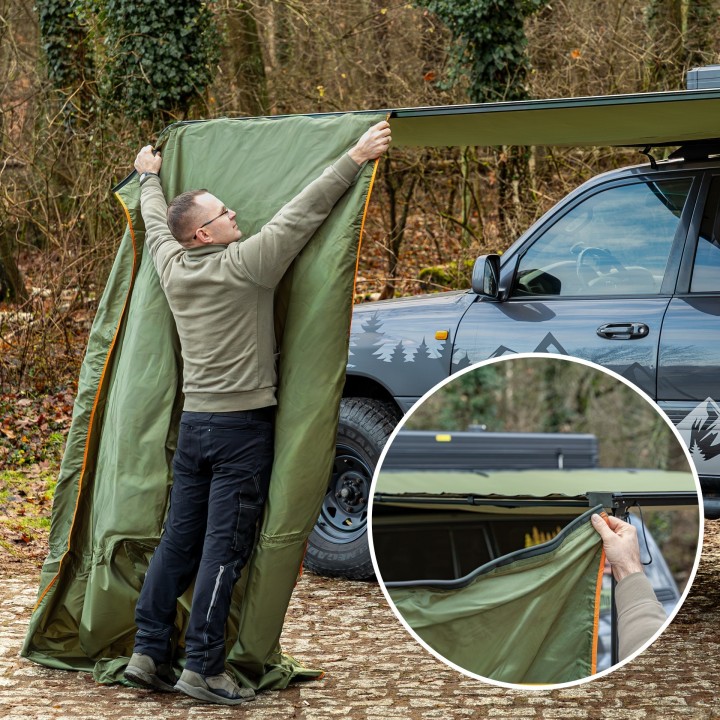 Frontowa ściana markizy klasycznej Wild Camp 2,5 x 2,5 m zielona - ujęcie 5