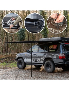 Markiza Wild Camp 2x2,5 m DAY&NIGHT na bagażnik dachowy, czarna - ujęcie 11