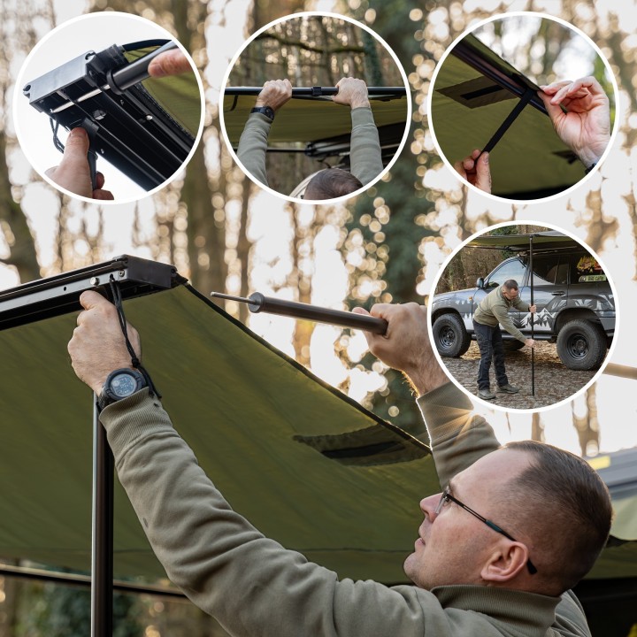Zadaszenie markiza Wild Camp 2,5x3 m na bagażnik dachowy, zielona - ujęcie 7