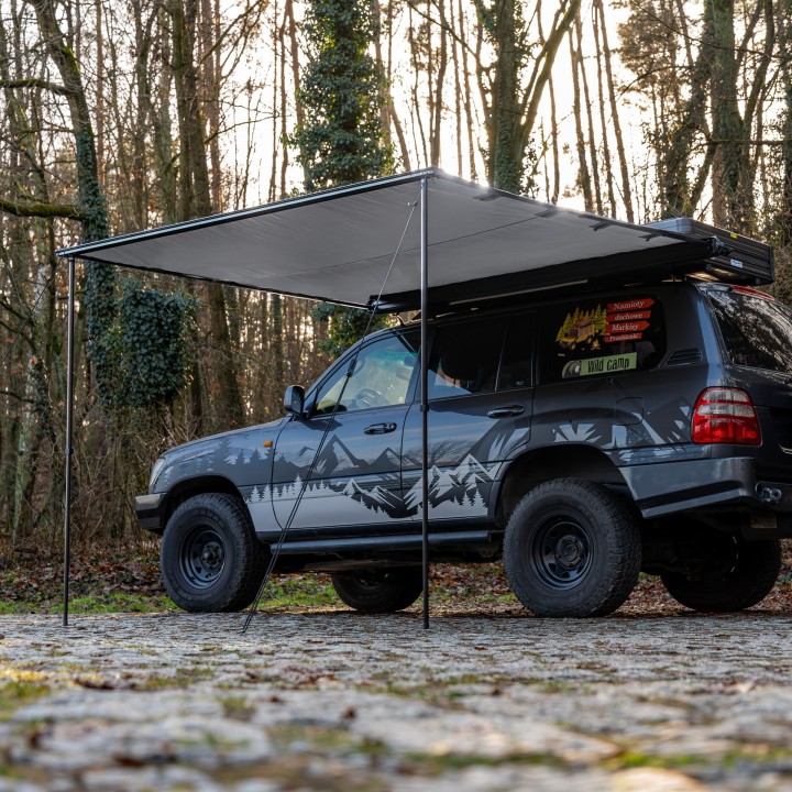 Zadaszenie markiza Wild Camp 2,5x3 m na bagażnik dachowy, szara - ujęcie 2