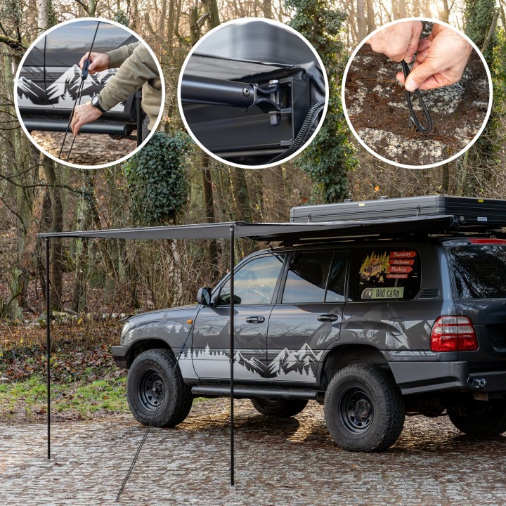 Zadaszenie markiza Wild Camp 2,5x3 m na bagażnik dachowy, szara - ujęcie 8
