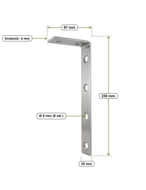 Profil L-kształtny do montażu markizy Wild Camp 230x81 mm, 1 szt.