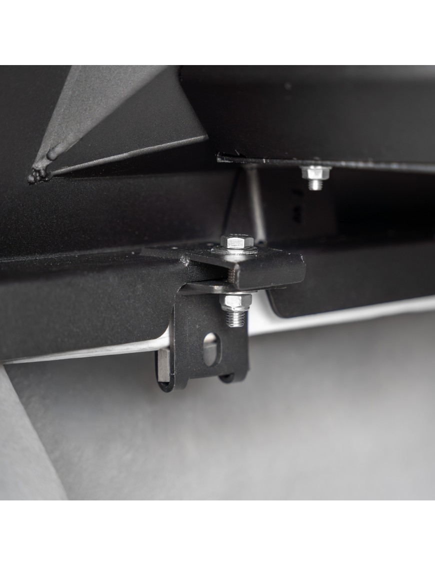 Detail of the Wild Camp hardtop canopy mounting clamp on the bed side