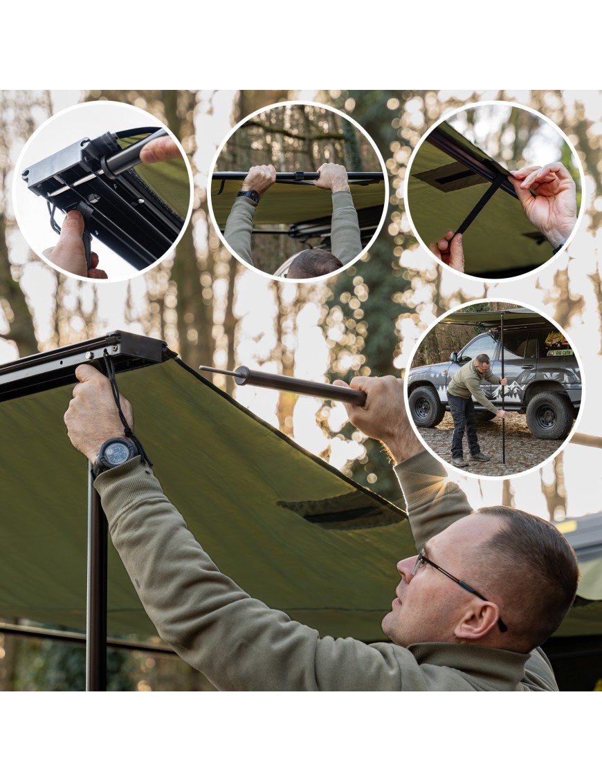 Markiza samochodowa Wild Camp 2x2,5 m zielona na bagażnik dachowy - ujęcie 21