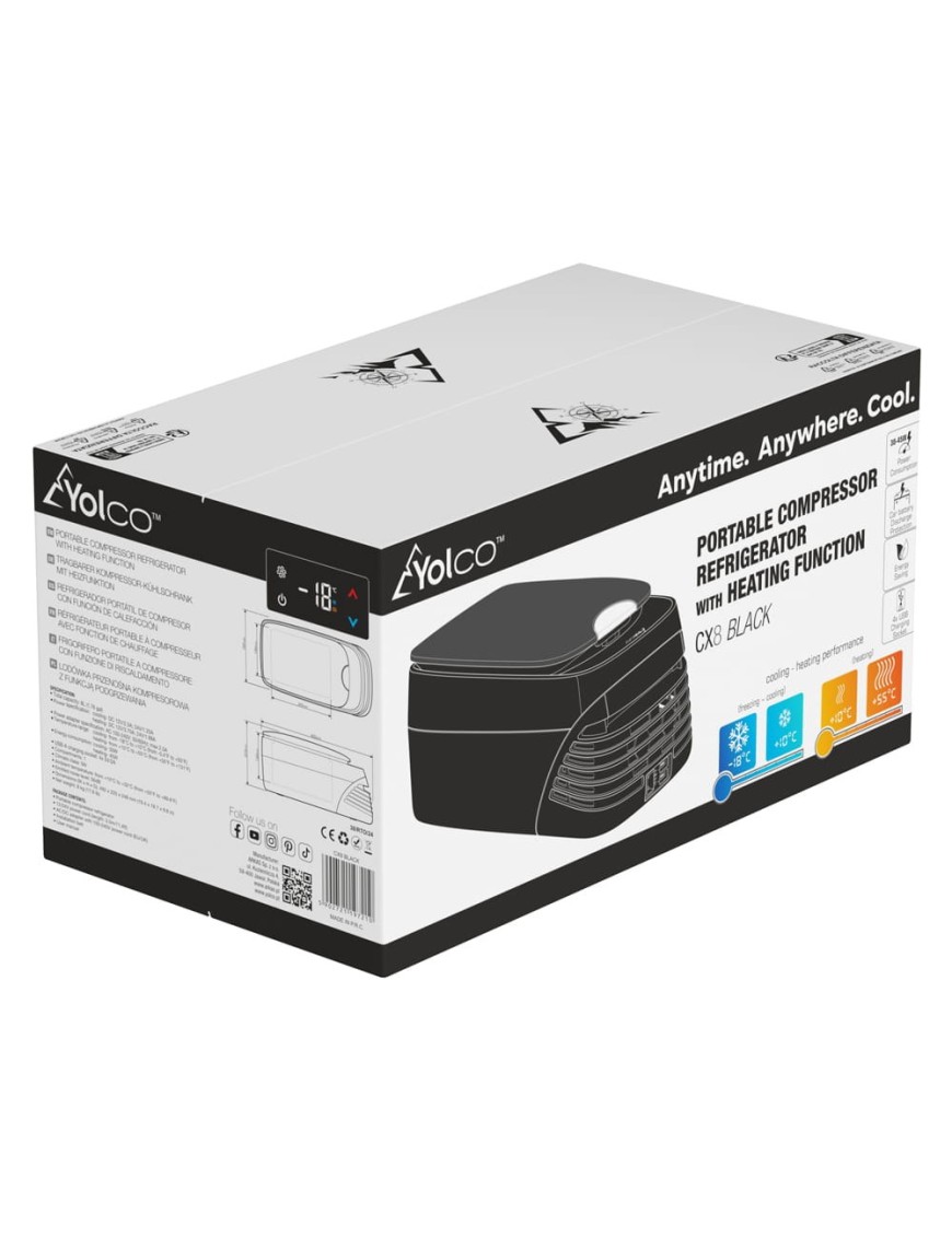 Lodówka kompresorowa z podgrzewaniem Yolco CX8 Black 8 l 12/24V