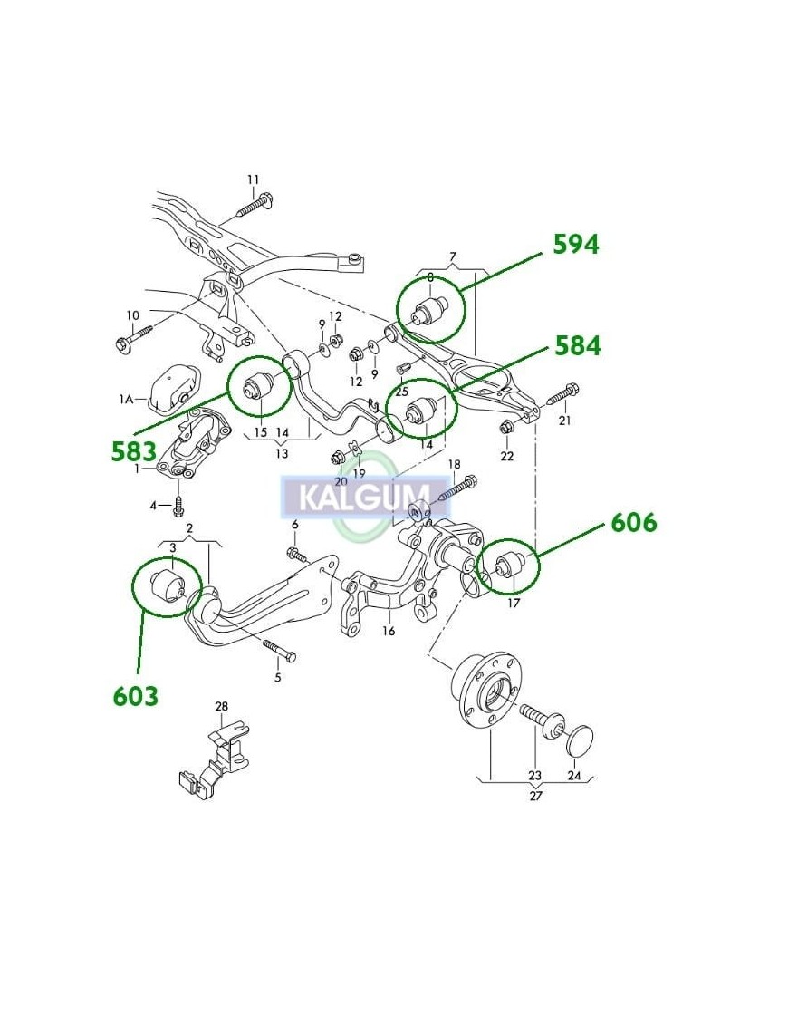 Komplet poliuretanowy tylnego zawieszenia Audi / Seat / SKODA / VW