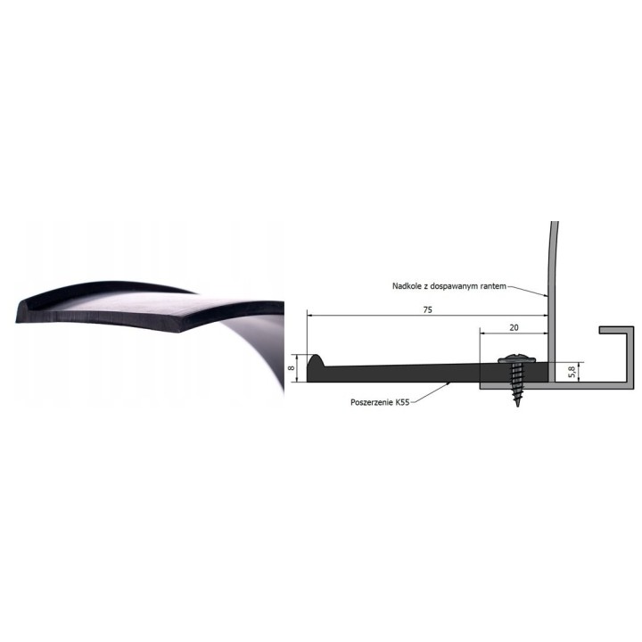 Poszerzenia nadkoli / błotników POSK55 + 5,5 cm, komplet 4 x 1,5 m Kalgum