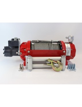 Wyciągarka hydrauliczna K10000 PRO EN14492-1 z liną stalową, hakiem i napinaczem