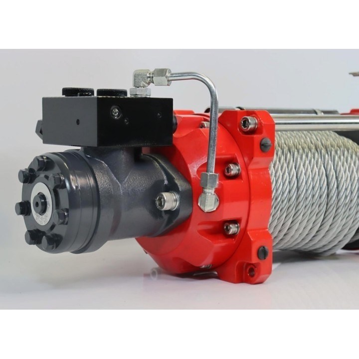 Wyciągarka hydrauliczna K10000HI liną stalową, hakiem, prowadnicą rolkową i napinaczem Kangaroowinch - ujęcie 3