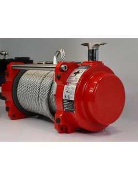 Wyciągarka hydrauliczna K10000HI liną stalową, hakiem, prowadnicą rolkową i napinaczem