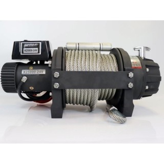 Wyciągarka K25000 24V - lina 14mm x 26,5 m, prowadnica rolkowa, napinacz, pilot na przewodzie Kangaroowinch - ujęcie 2