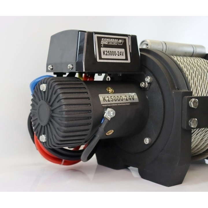 Wyciągarka K25000 24V - lina 14mm x 26,5 m, prowadnica rolkowa, napinacz, pilot na przewodzie Kangaroowinch - ujęcie 5