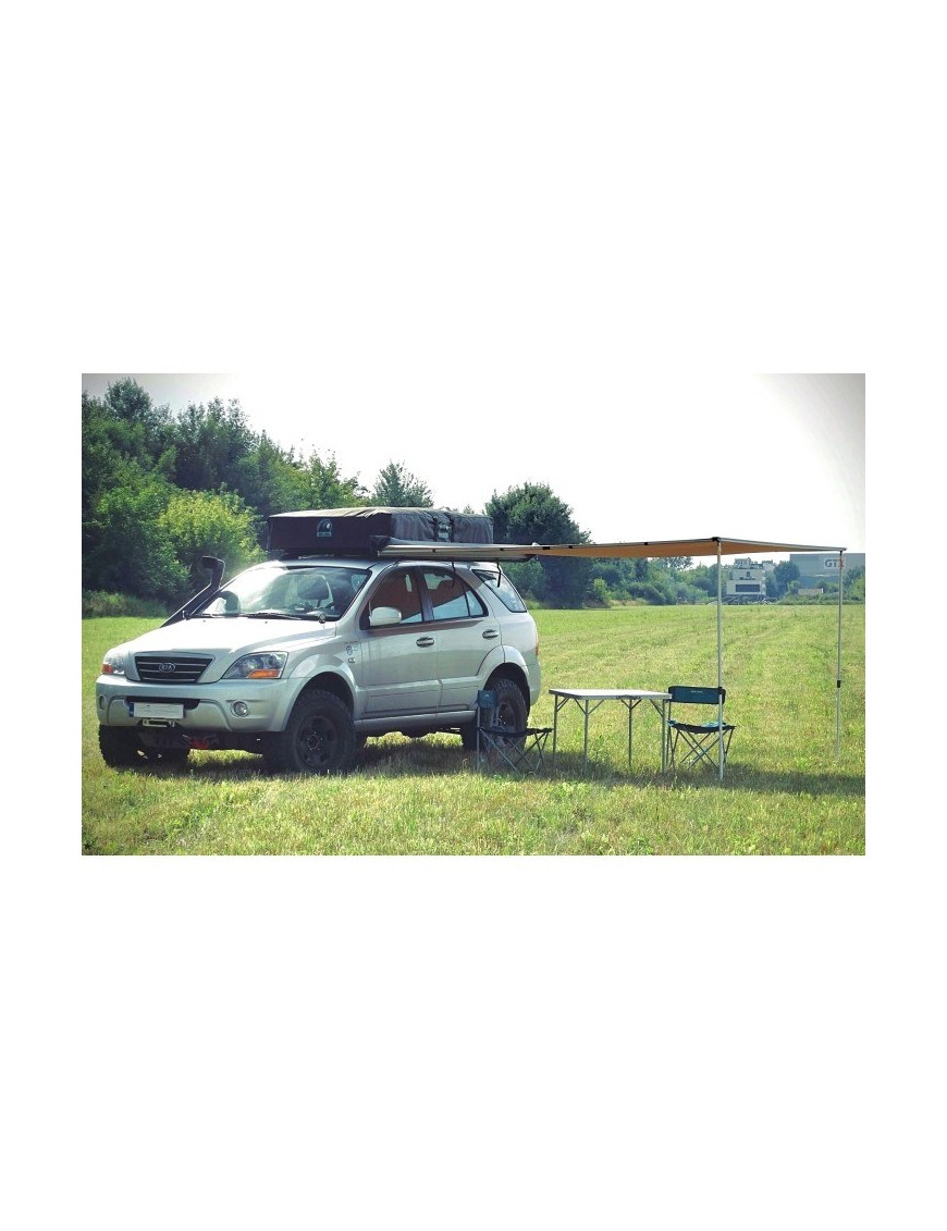 Markiza samochodowa 2x3 m z kasetą PVC – poliester Ripstop, do samochodów terenowych i kamperów