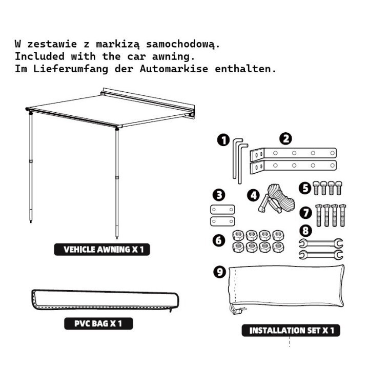 Markiza samochodowa 2x3 m z kasetą PVC – poliester Ripstop, do samochodów terenowych i kamperów Kangaroowinch - ujęcie 2