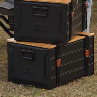 Skrzynka kempingowa Wild Land 46 l — aluminium z bambusową pokrywą - ujęcie 2