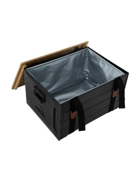 Skrzynka kempingowa Wild Land 46 l — aluminium z bambusową pokrywą