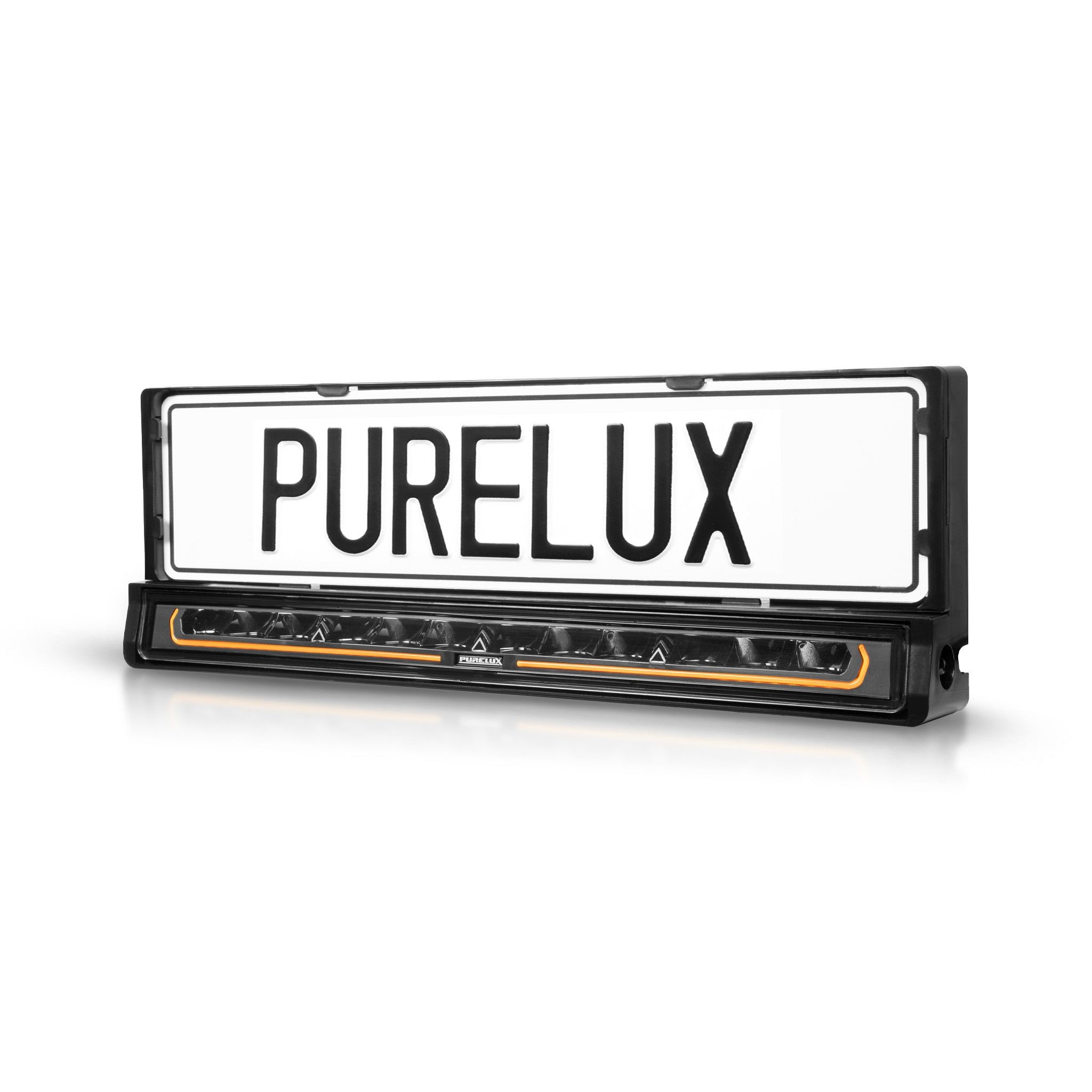 Belka LED Purelux Apex S500 na białym tle, widoczne soczewki i listwa światła pozycyjnego