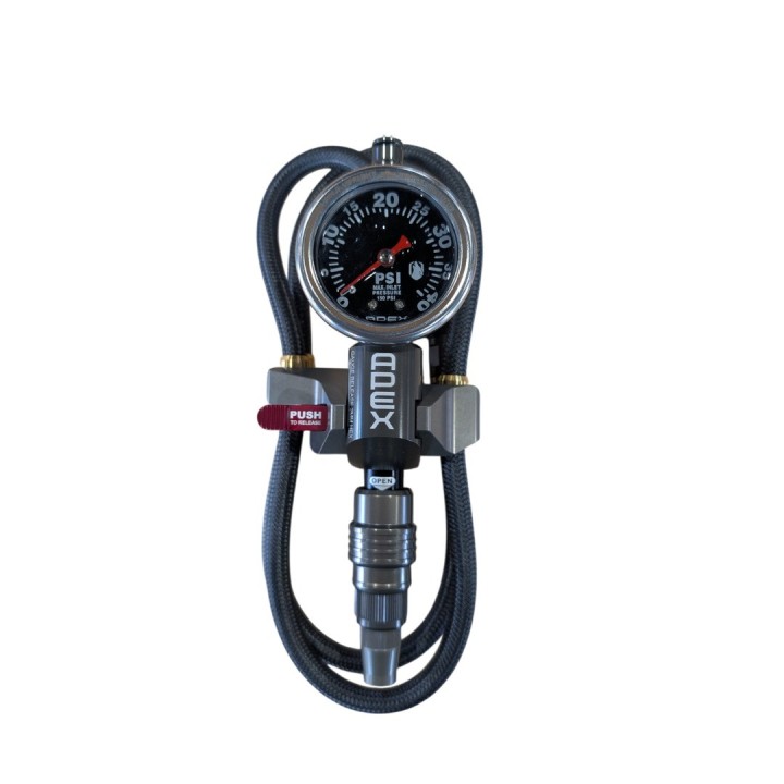 Precyzyjna pompka z manometrem APEX PTI — 0-90 PSI, z uchwytem