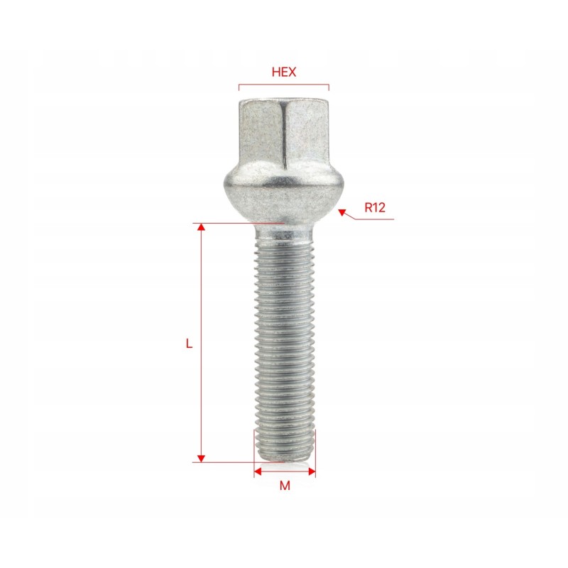 Długie śruby do dystansów GETMANN M12×1.5×55 mm klucz 17, 10 szt.