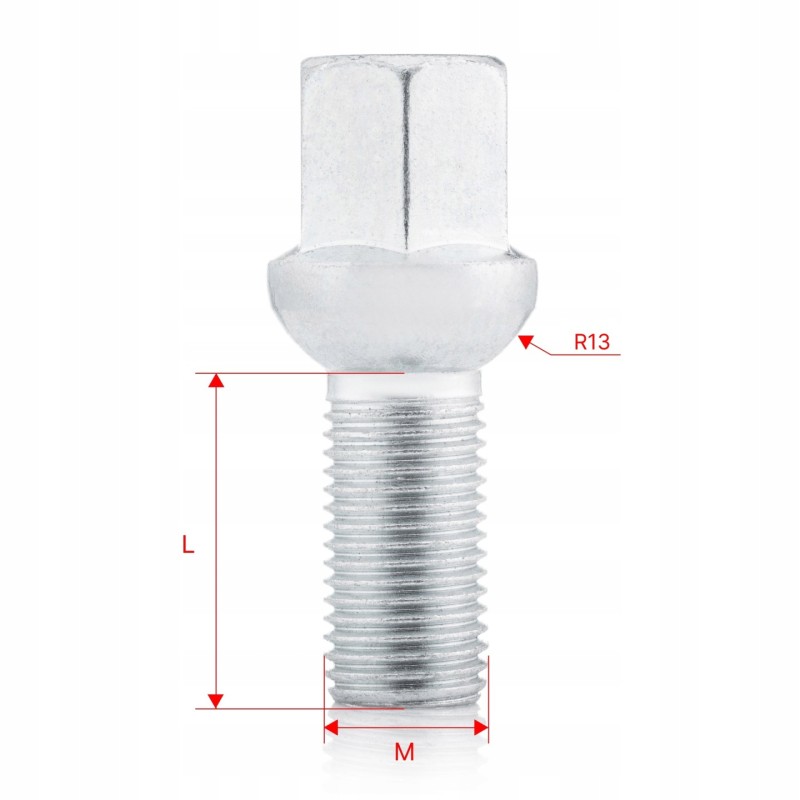 Śruby do kół GETMANN M14×1.5×27 mm klucz 17, 20 szt.
