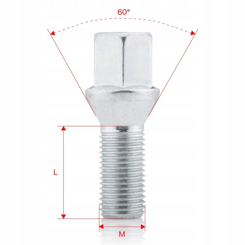 Śruby do kół GETMANN M12×1.25×24 mm klucz 17, 1 szt.