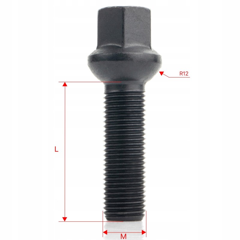 Długie śruby do dystansów GETMANN M12×1.5×55 mm czarne, 10 szt.
