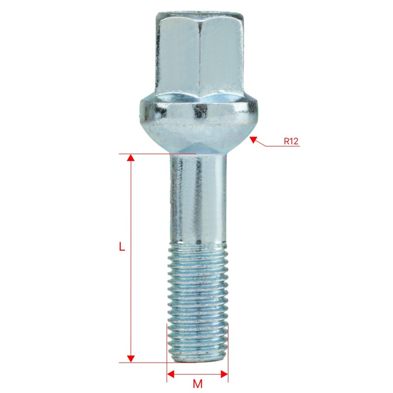 Śruby do kół GETMANN M12×1.5×40 mm, 20 szt.