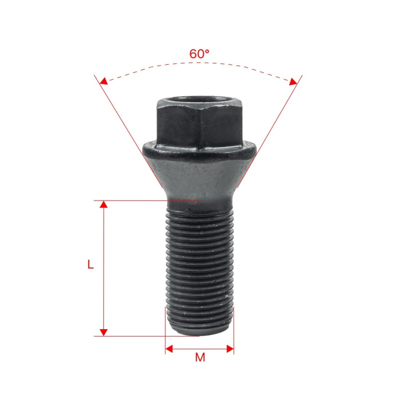 Śruby do kół GETMANN M14×1.25×28 mm Stożek klucz 17, 20 szt.