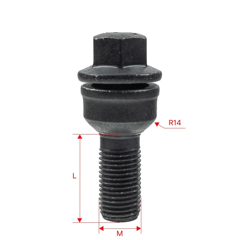Śruby do kół GETMANN M14×1.5×30 mm Kula R14 klucz 17 czarne