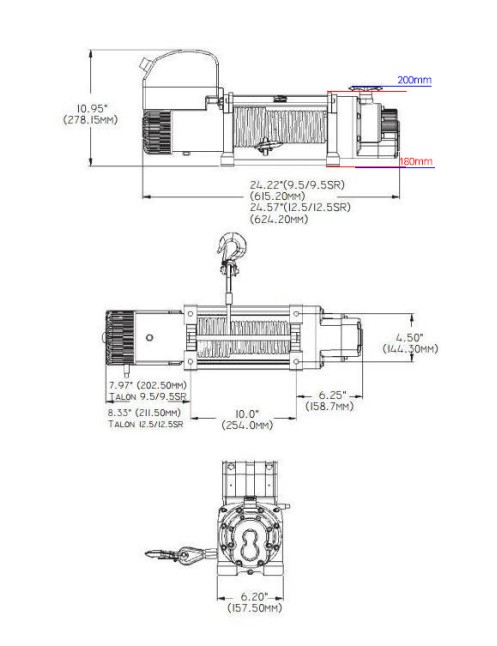 Wyciągarka elektryczna Superwinch TALON 12.5 12V (lina stalowa i prowadnica rolkowa)
