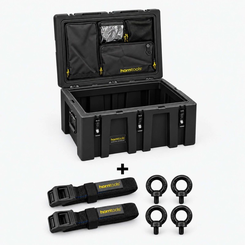 Skrzynia horntools 150 l + organizer i zestaw mocujący