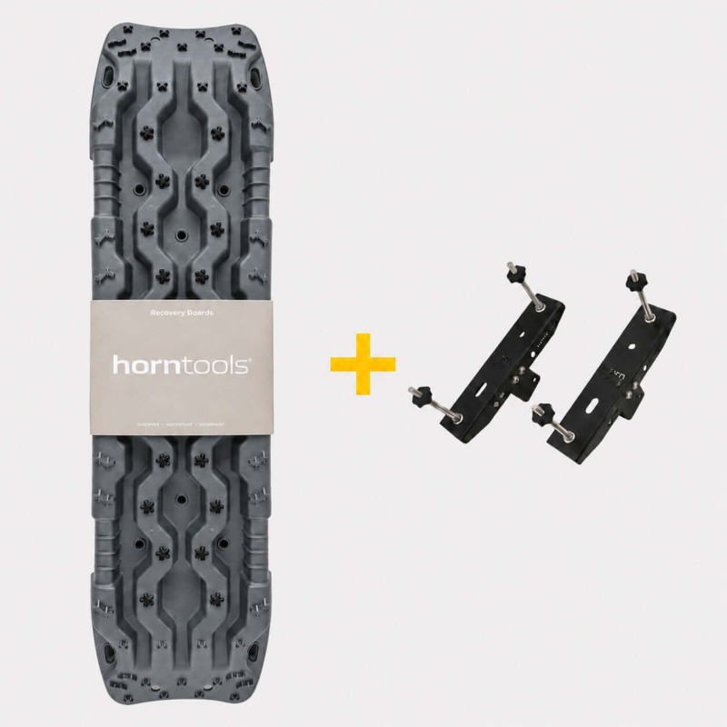 Trapy horntools z uchwytem na bagażnik, komplet, szare