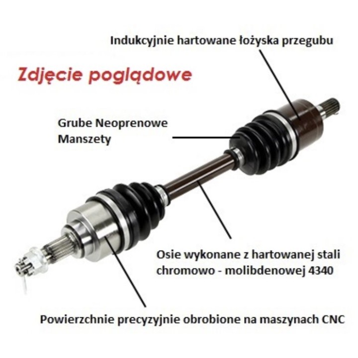 Półoś kompletna z przegubami Grizzly 700 tylna lewa prawa