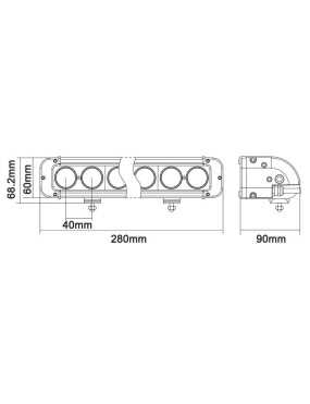 Lampa Datex LED 60W (6*10W CREE) 5160lm combo 1 flood, 4 spot, 1 flood listwa