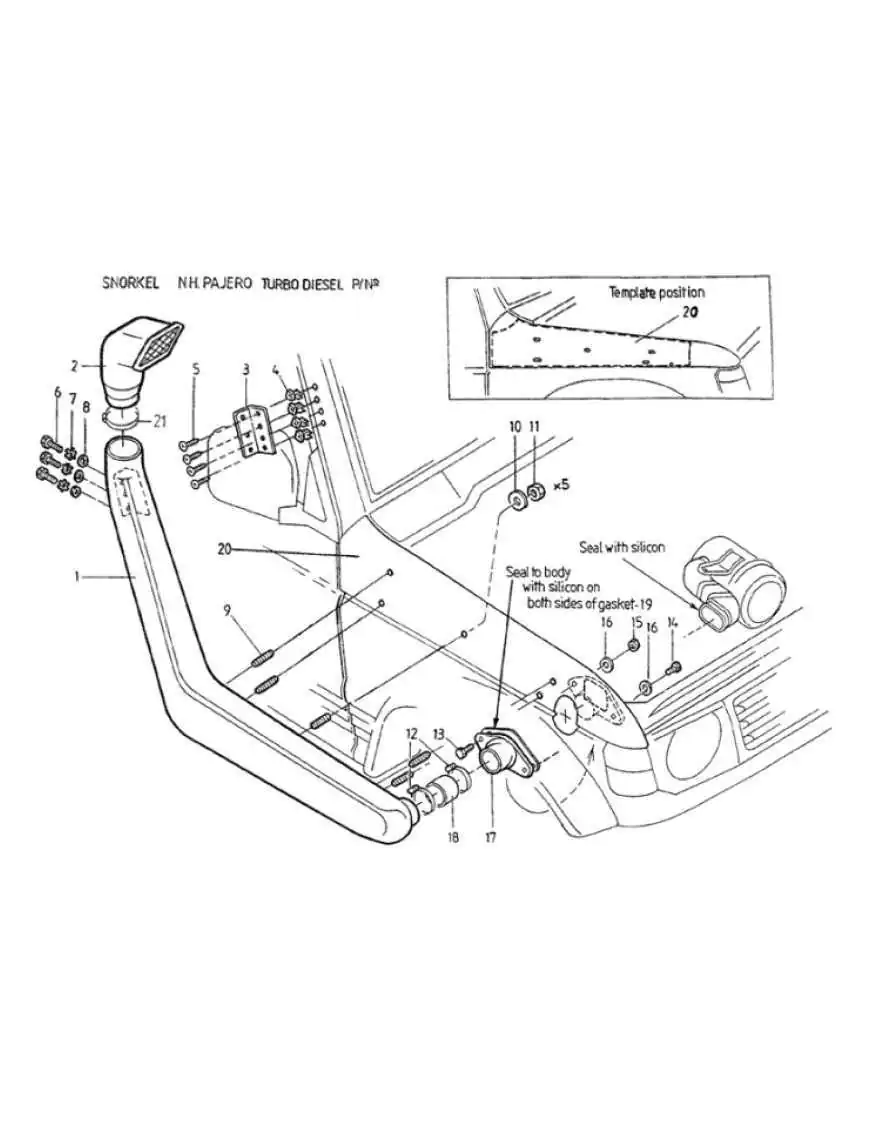 Snorkel do Mitsubishi Pajero II V31/V32