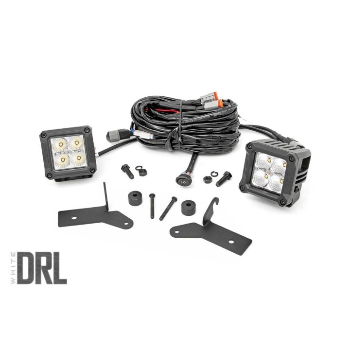 Reflektory Para Cree LED 2" Kwadratowe Chrome Series DRL Biały Rough Country - Jeep Wrangler JL