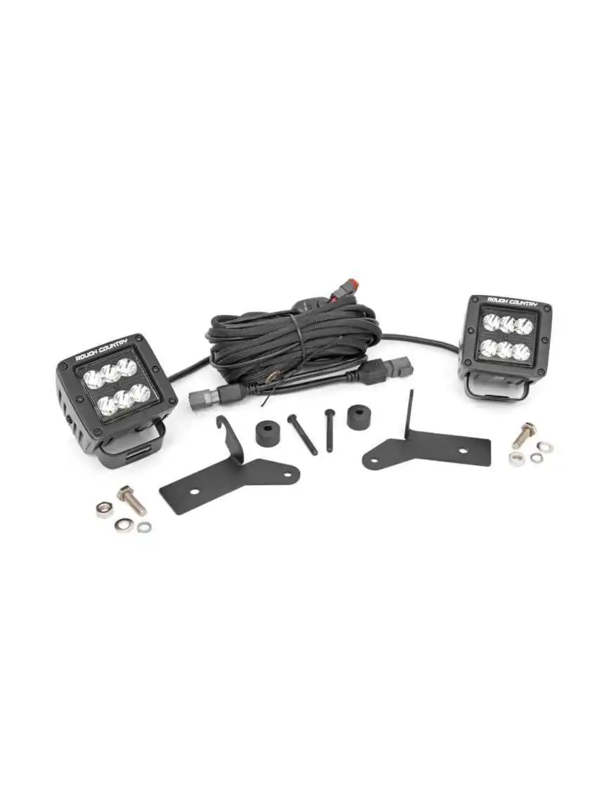 Reflectors Pair Cree LED 2" Square Black Series Rough Country - Jeep Wrangler JL