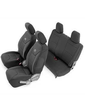 Complete set of black Neoprene Rough Country seat covers - Jeep Wrangler JK 2 Door 07-10